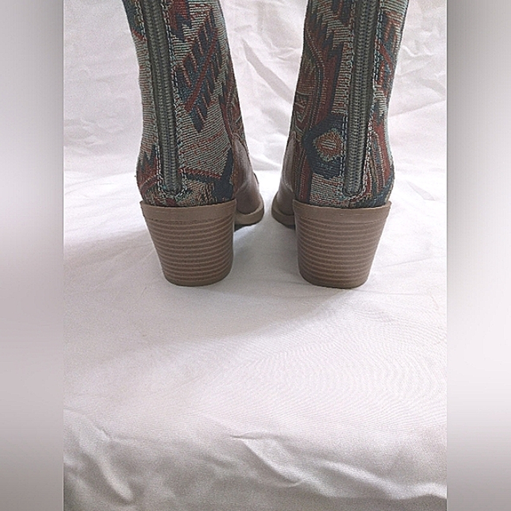 Wonderly Lawler Women's Slip-on Zip Cowgirl Mid-Calf Western Pointed Boots 7.5 M - Picture 2 of 7